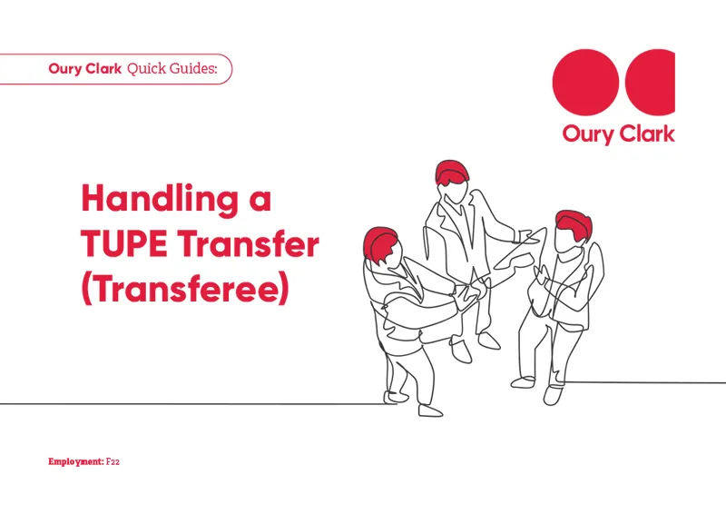 Cover of Oury Clark quick guide called Handling a TUPE Transfer (Transferee)